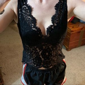Brooks Brothers Black Lace Top